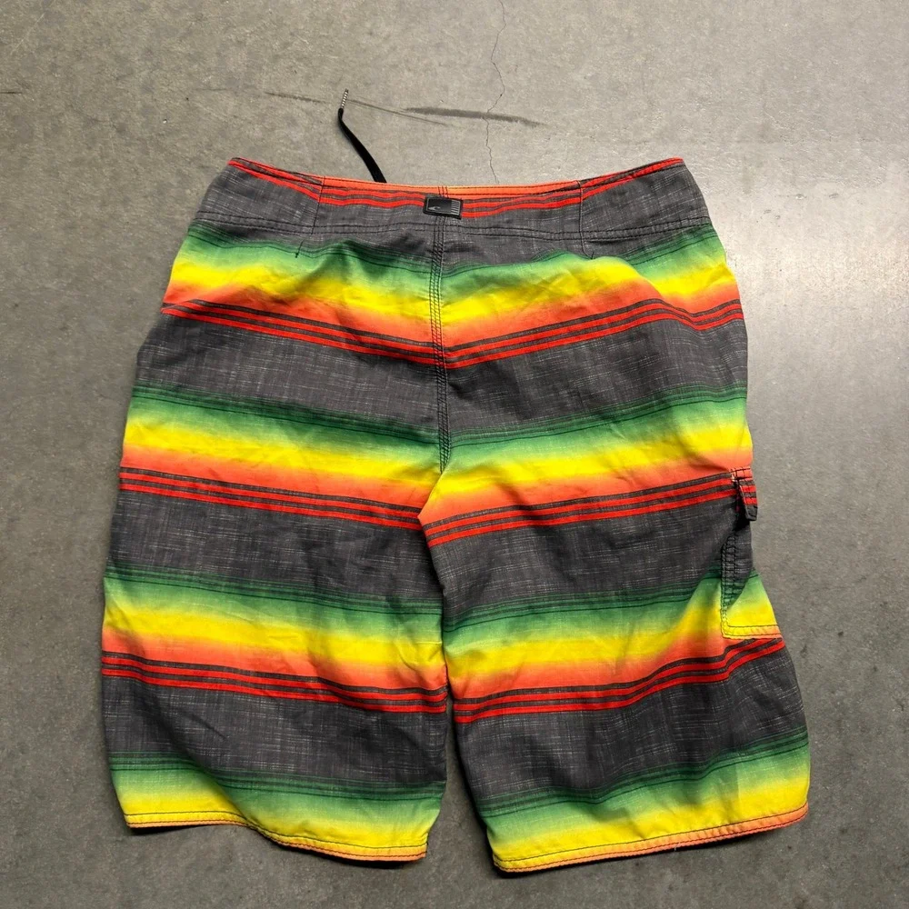ONeill Mens Rasta Stripe Board Shorts Gray Red Yellow Green Size 32 3747